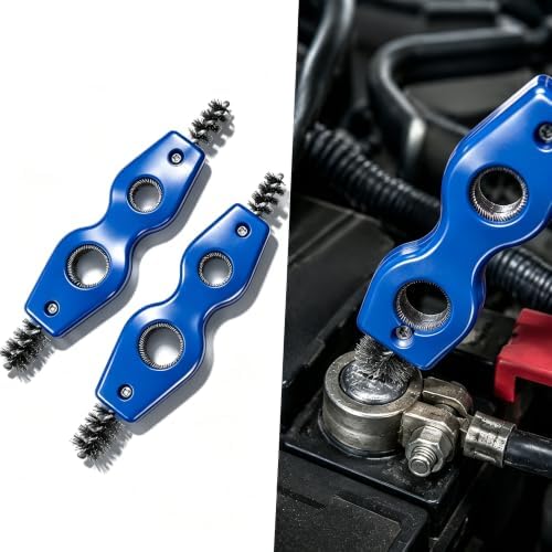 2 PCS Car Terminal Cleaner Spray, 4-in-1 Terminal Post Cleaner Brush with Steel Wire, Cleaning Tool for Terminals and Connectors, Universal for Most Cars, Trucks, SUVs (Blue) by Unknown