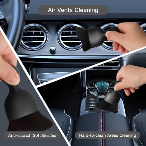 Qydipclin 7pcs Windshield Cleaner Tool Car Window Cleaning Wash Kit with 4 Reusable Microfiber Pads 1 Spray Bottle and Extendable Handle Auto Glass Wiper Kit, Blue&Gray - Image 6