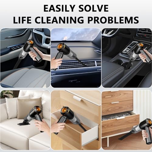 Car Vacuum Portable Cordless, 20000Pa Powerful Handheld Vacuum Cleaner for Car, 4-in-1 Vacuum with Brushless Motor,Rechargeable Wireless Car Vacuum for Auto Interior, Home & Office Cleaning(Black) - Image 5