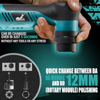 AUTIWOZ Cordless Mini Car Polisher Buffer, 6 Speeds, 2Pcs 2000mAh 1/3inch Orbital and Rotary Fast Change Polisher for Car Detailing, Micro Cordless Polisher for Car Boat Polishing WS02 - Image 2