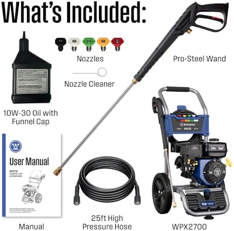 Westinghouse WPX2700 Gas Pressure Washer, 2700 PSI and 2.3 GPM, Onboard Soap Tank, Spray Gun and Wand, 5 Nozzle Set, for Cars/Fences/Driveways/Homes/Patios/Furniture - Image 6