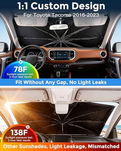 Weektic Truck Windshield Sun Shade Umbrella for Tacoma/Colorado/Canyon/Santa Cruz - Double Thickened Ice Crystal Coating, Sun & Heat Protection, Keep Cool & Protect Interior - Image 2