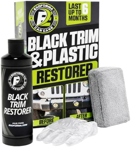 ExoForma Black Trim Restorer - Lasts 6+ Months, Dye Infused Waterproof Plastic Restorer for Cars - Perfect for Faded Bumpers, Trim & Vinyl on Jeeps, Truck Beds, Avalanches & ATVs | 4oz Kit by ExoForma