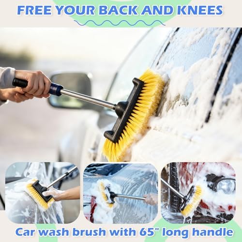 LemonRoad 65'' Five-Sided Car Wash Brush with Long Extendable Handle, Scratch-Free Soft Bristles Car Cleaning Wash Mop Kit, Universal for Truck RV SUV Boats Floors - Image 3