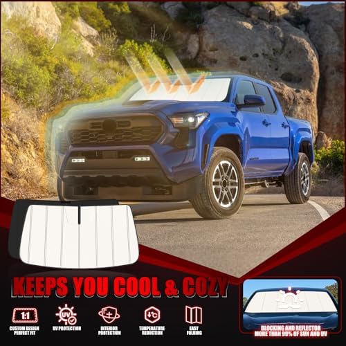 Windshield Sun Shade for Toyota Tacoma 2024-2026, Accordion Folding Design - Image 2