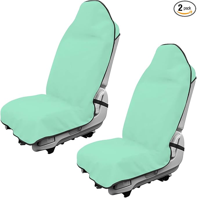 DXNQ 2PCS Car Towel Seat Cover, Waterproof Sweating Non-Slip Premium Soft Towel Carseat Protector, Universal Machine Washable Car Truck SUV Front Seat Cover for Gym Workout Beach Hiking (Mint Green) by DXNQ