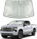 Windshield Sun Shade Custom Fit for 2019-2026 Chevrolet Silverado 1500, Advanced Diamond-Patterned Heat Shield to Block UV Rays, Foldable Truck Visor, Precise Cutout by Giselia