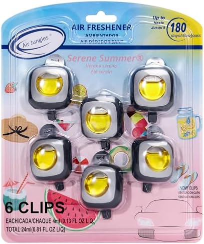 Air Jungles Serene Summer Scent Car Air Freshener Vent Clip 6 Ct by AirJungles