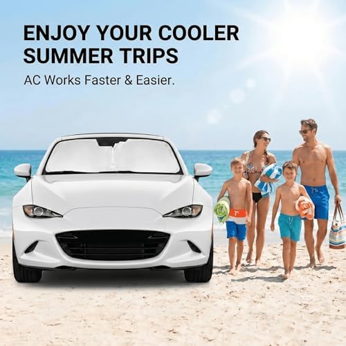 for Mazda MX5 Miata Windshield Sun Shade 2016-2026 Sunshade Front Window Shade Custom Fit MX-5 Miata Accessories Sun Visor Foldable Shade Blocks UV Rays Accessories - Image 4