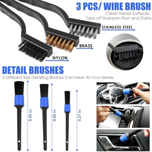 18PCS Car Cleaning Kit, Car Interior Detailing Kit with Blue High Power Handheld Vacuum, Detailing Brush Set, Windshield Cleaner, Cleaning Gel, Complete Auto Accessories for Men, Women - Image 5