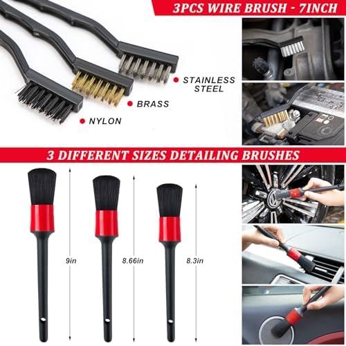 16Pcs Car Wash Cleaning Kit with Foam Gun Sprayer Detailing Brushes Windshield Cleaning Tool Rim and Tire Brush Towels Complete Interior Exterior Detailing Set for Car - Image 5