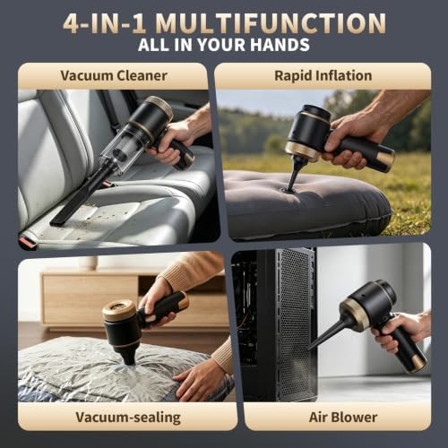 Car Vacuum, 20000PA Powerful Suction 6000mAh up to 40 Minutes Black - Image 4