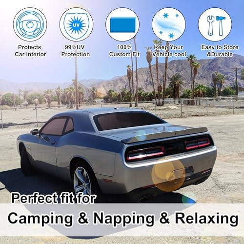 TINGLU Window Shades for Dodge Challenger 2015-2023 (SXT, RT, GT) Accessories Car Side Full Windows Rear Windshield Sun Shade Sun UV Rays & Privacy Protection for Camping,Napping,and Relaxing 6PCS - Image 6