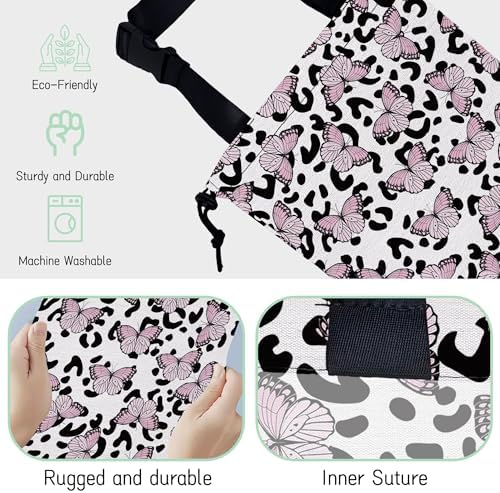 Butterfly Car Garbage Bag,Leopard Waterproof Small Car Trash Bag Hanging Back of Seat,Drawstring Hanging Car Trash Bag with Adjustable Buckle for Car Accessories - Image 3