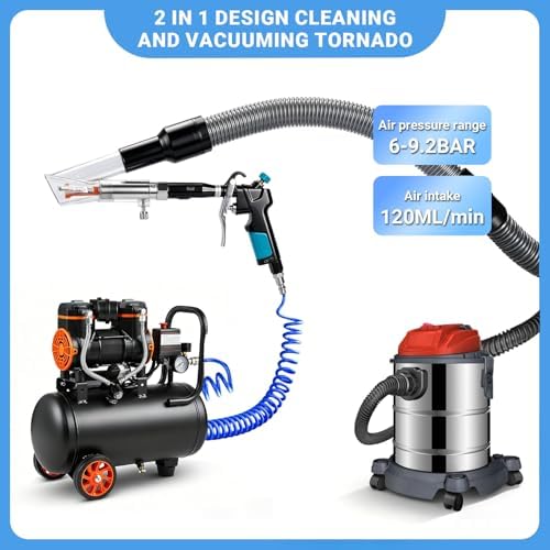 Car Interior Cleaning Gun with 2-in-1 Air Blower Attachments, Detailing Brush and Swivel Connector – for Car Seats, Carpets, Dashboards, Floor Mats, Air Vents, Pet Hair Removal and Rapid Drying - Image 4