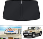 KUST Windshield Sun Shade for Toyota FJ Cruiser 2007-2014 Window Accessories Sunshade Sun Protector Foldable Block UV Rays Keep Cars Cooler Silver Black by KUST