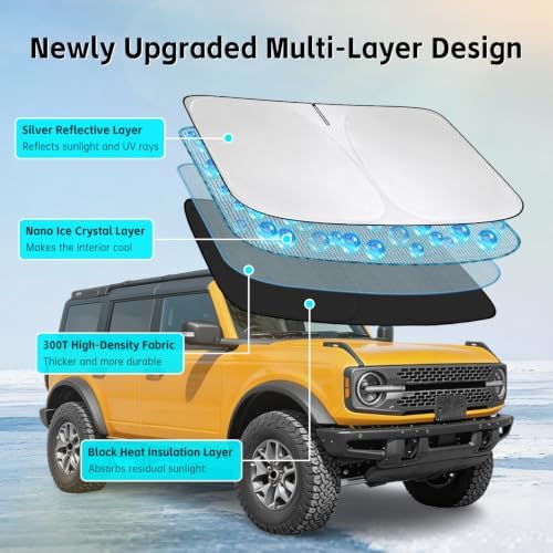 Windshield Sun Shade for Ford Bronco 2 Door 4 Door 2021-2026 Sunshade - Image 3