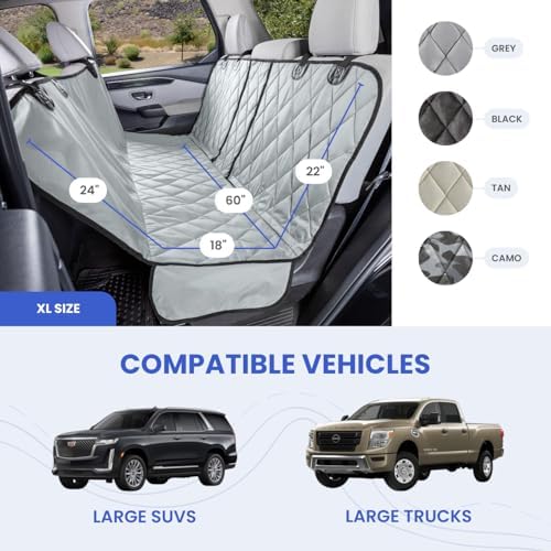 4Knines Dog Rear Seat Cover for Fold Down Seats - Hammock, Camo XL | Heavy-duty split design fits 60/40 and 50/50 fold-down seats. K9-Shield waterproof protection and a non-slip backing. - Image 2