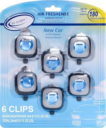 Air Jungles New Car Scent Car Air Freshener Vent Clip 6 Ct, Long Lasting by AirJungles