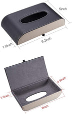 AuMoHall Black with Beige Tissue Box Cover PU Leather Rectangular Tissue Holder for Home Car Office Decor (NO Paper Towel) - Image 2