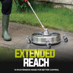 Sun Joe SPX-SC14 Universal 14-Inch Pressure Washer Surface Cleaner with 4 Wheels - Stainless Steel, 1/4" Heavy Duty 4000 Max PSI Quick Connect, for Driveways, Patios, Sidewalks & Decks - Image 7