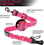 SlowTon Dog Car Seat Belt, 3 in 1 Latch Bar Attachment Dog Safety Seatbelt | Hook Latch Bar& Seatbelt Buckle, Reflective, Heavy Duty Nylon, Durability, Easy of Use, for Travel Riding FL Pink, 2 Pack - Image 5