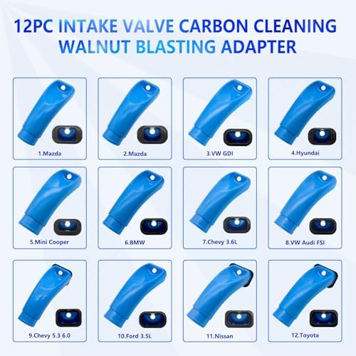 ZKTOOL 12PC Intake Valve Carbon Cleaning Walnut Blasting Adapter - Image 2
