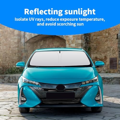 Front Windshield Sun Shade Custom Fit Compatible for Toyota Prius xw30 xw50 2009-2022 Sunshade Foldable UV Ray Reflector Sun Visor Protector Shield Cover Reflective (for Prius xw30 xw50 2009-2022) - Image 2