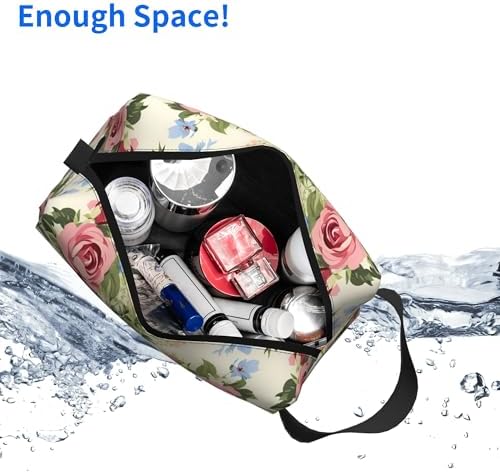 Vintage Rose Flower Makeup Bag - Durable 600D Oxford Fabric Travel Cosmetic Bag, Shockproof Foam Padded Toiletry Organizer for Gym & Daily Use 10x6.2x4.9 Inch - Image 5