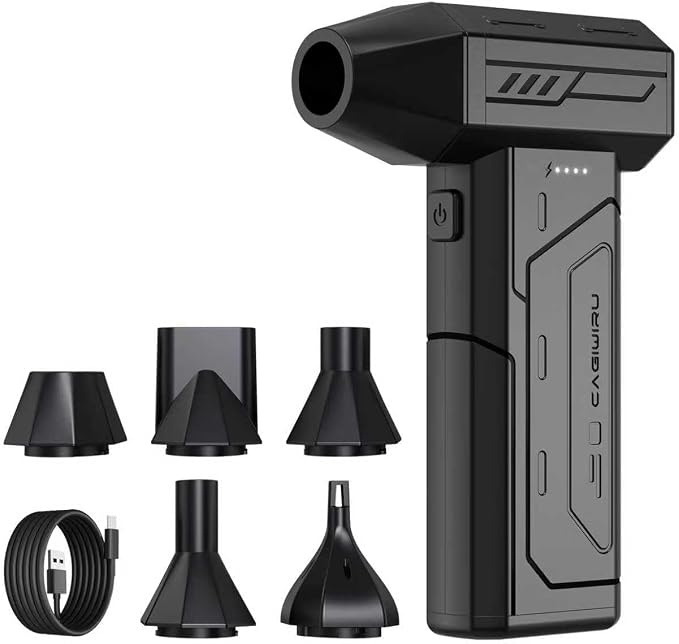 Compressed Air Duster,130000RPM Super Power Cordless Air Duster,Rechargeable Brushless Blower,3 Gear Adjustable Blower with LED Light,Dust Remover for Computer/House/Outdoor/Car by CAGIWIRU