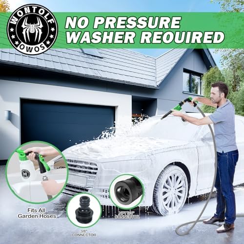Wontolf Car Wash Foam Gun Foam Cannon Sprayer Kit with Car Wash Soap, Microfiber Car Wash Mitt, Storage Bag - Car Wash Kit - Snow Foam Blaster - Connects to Garden Hose - Car Accessories for Men - Image 2