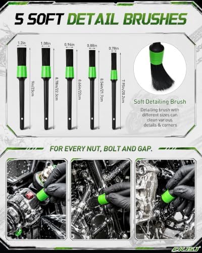 18 Pcs Motorcycle Cleaning Kit with Storage Bag, for Motorcycle Washing - Image 5