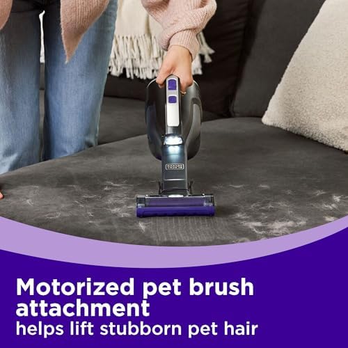 BLACK+DECKER dustbuster Reveal Pet Hair Vacuum, Hand Held Vacuum Cordless Portable for Home and Car, Rechargeable, LED Light, Powerful Suction, Includes Pet Brush and Crevice Tool (HLVD320BP07) - Image 4