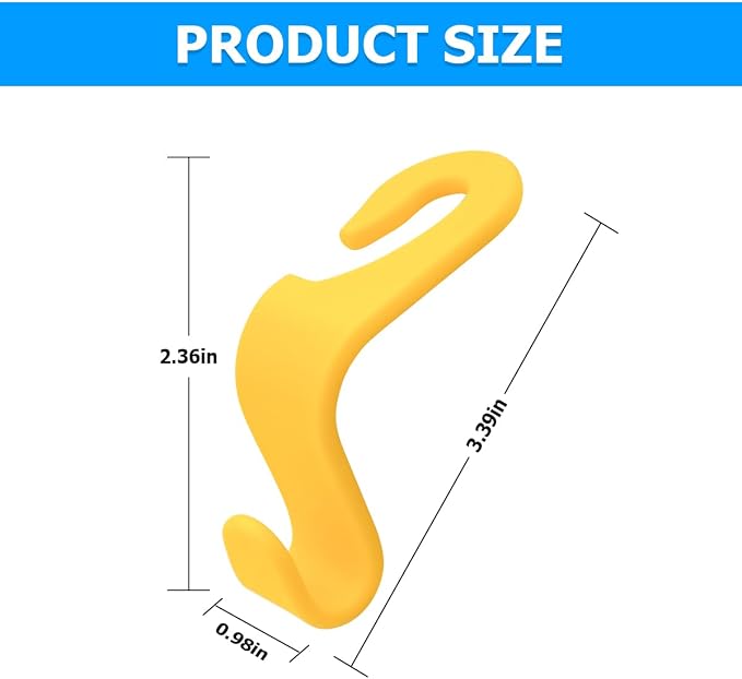 4 Pack Car Seat Headrest Hooks for Vehicle Seats, Yellow | rear-row hanging storage, supports bags coats and groceries, fits matching headrest posts, interior accessory - Image 3