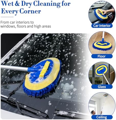 HIPPIH 62" Car Wash Brush kit with Long Handle & 3 Scratch-Free Refill Mitt - Image 6