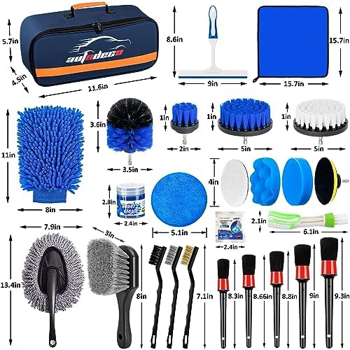 31Pcs Car Detailing Brush Set, Car Detailing Kit, Auto Detailing Drill Brush Set, Car Detailing Brushes, Car Wash Cleaning Tools Kit for Interior, Exterior, Wheels, Blue - Image 7
