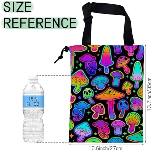 Bright Mushrooms Car Garbage Bag,Colorful Mushroom Waterproof Small Car Trash Bag Hanging Back of Seat,Drawstring Hanging Car Trash Bag with Adjustable Buckle for Car Accessories - Image 2