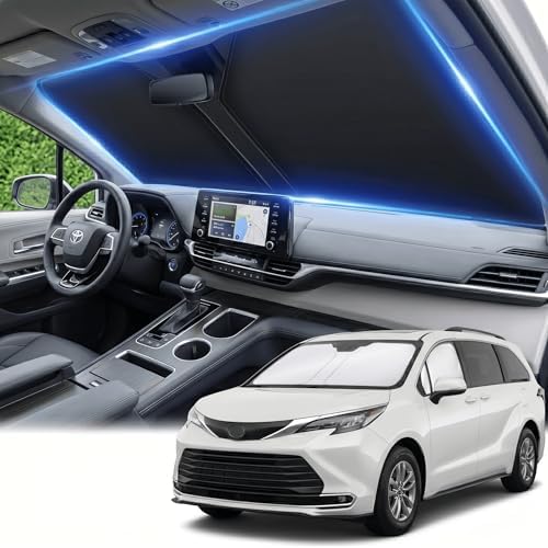 Windshield Sun Shade for Toyota Sienna 2021-2025 2026 Front Window Shade Custom Fit Sienna Accessories Sun Visor Foldable Shade Blocks UV Rays Summer Must Have Car Accessories by AuyNeas
