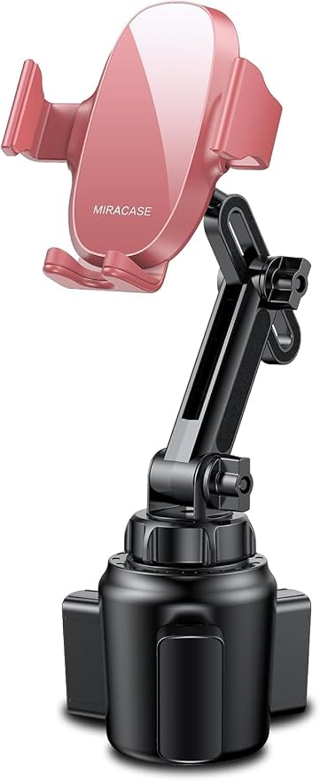 miracase Cup Phone Holder for Car, [Upgraded Version] Adjustable Long Neck Car Cup Holder Phone Mount Cradle Friendly Compatible with iPhone Samsung Google and All Smartphones, Red by Miracase