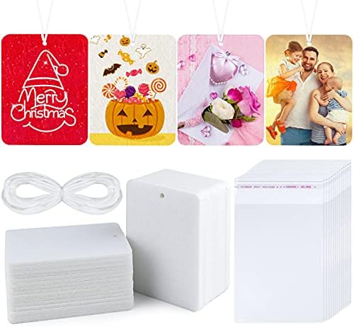 MIAHART 30 Piece Sublimation Air Freshener Blanks with Bags, DIY Scented Hanging Felt Heat Transfer Air Freshener for Car Home Interior Decor by MIAHART