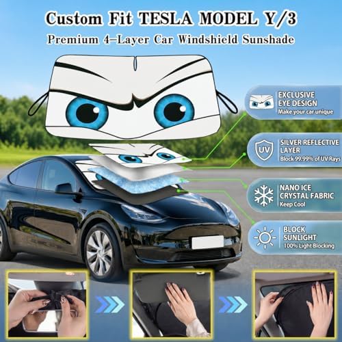 Tesla Model 3/Y Windshield Sun Shade, Cool Gray - Image 4