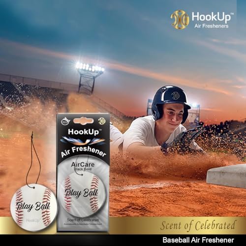 Baseball Car Air Freshener by HookUp - 50 Pack - Black Gold Scent (Extra Strong) | Unique Baseball Gift for Players, Coach, Fans | Hanging Car Accessory with Long Lasting Fresheners Smell - Image 3
