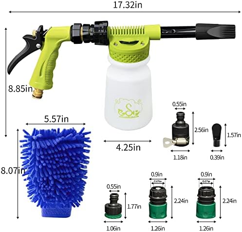ESP Car Wash Foam Gun for Garden Hose Adjustable Hose Wash Sprayer Thick Filtration with Metal Handle Washing Mitts 6 Levels of Foam Concentration Snow Foam Blaster Quick Connector to Any Cleaning - Image 2