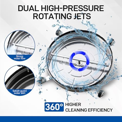TOR 24" Pressure Washer Surface Cleaner with 4 Wheels, Surface Cleaner for Pressure Washer, Stainless Steel Dual Handle Power Washer Surface Cleaner for Concrete, Driveway, Patio, Sidewalk - Image 5