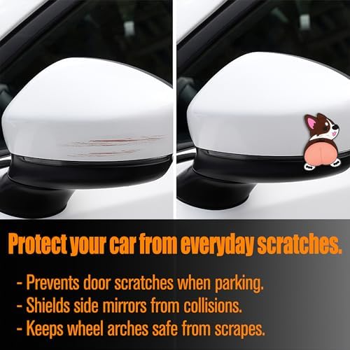 Car Door Anti Collision Protector Bumper Protector Sticker 2 Pcs PVC Cute Cartoon Stickers 3D Silicone Butt Anti Scratch Animal Funny Corgi Soft Car Body Decoration High Elasticity Protects The Paint - Image 4