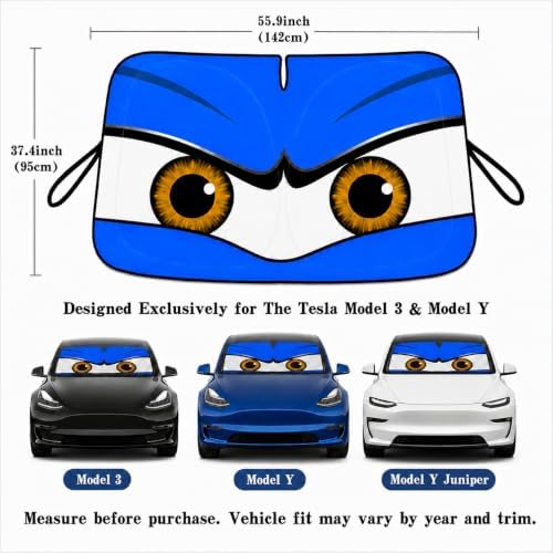 Tesla Model 3/Y Windshield Sun Shade, Monster Blue - Image 5