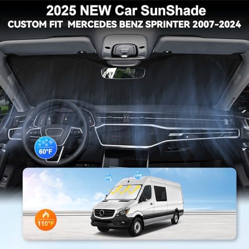 Windshield Sunshade for 2007-2026 Mercedes Benz Sprinter Window Sun Shades - Image 4