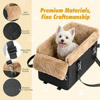 VavoPaw Center Console Dog Car Seat for Small Dogs&Cats Under 12 LBS | Puppy Car Seats with Non-Slip&Strong Support, Anti-Collapse Portable Pet Bed for Puppies with Soft Cushion Safety Belt, Brown - Image 3