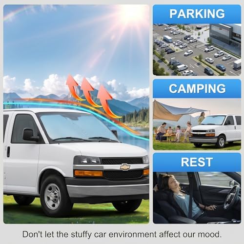 Custom Fit Windshield Sun Shade for Chevy Chevrolet Express 1996-2026 - Image 6