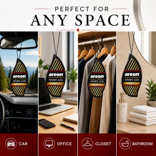 AREON SL-Gold-12 Sport LUX Cardboard Air Freshener, Gold, 12 Pack - Image 5